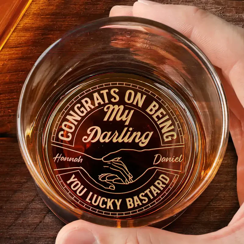 Personalized Engraved Whiskey Glass Congrats On Being My Husband Funny Bar Gift, Classic Look for Him - Image 2