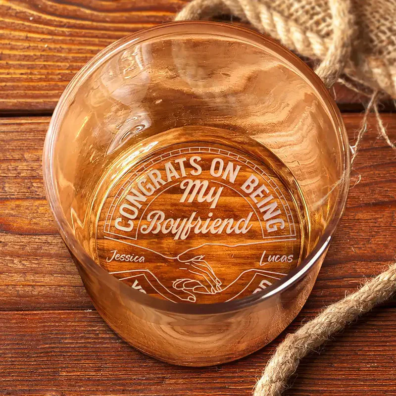 Personalized Engraved Whiskey Glass Congrats On Being My Husband Funny Bar Gift, Classic Look for Him - Image 3