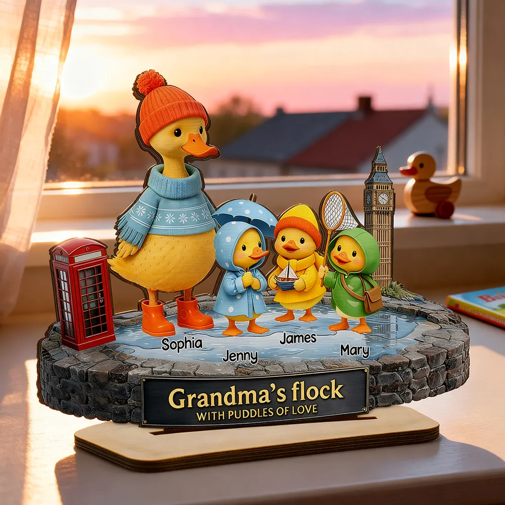 Personalized 2-Layer Wooden Plaque Grandma's Flock Scene, Unique Gift for Grandma or Nanny, Heartwarming Family Keepsake - Image 3