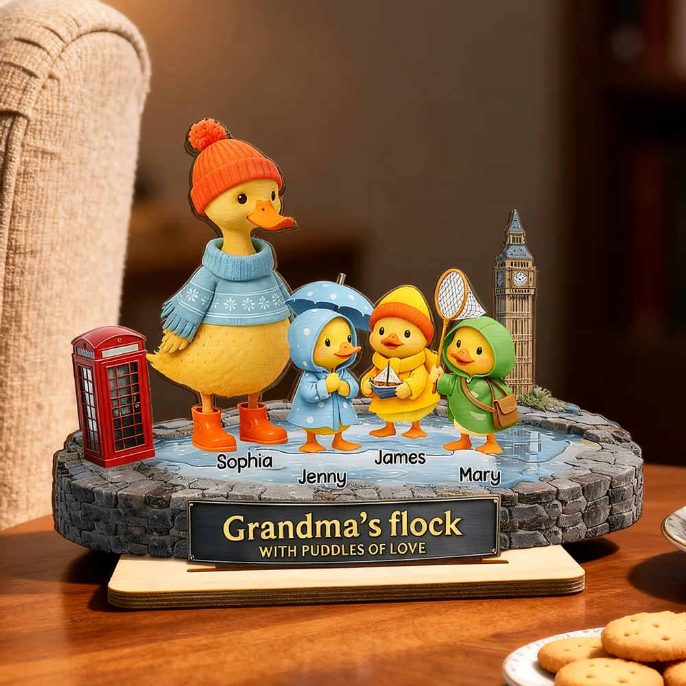 Personalized 2-Layer Wooden Plaque Grandma's Flock Scene, Unique Gift for Grandma or Nanny, Heartwarming Family Keepsake - Image 7