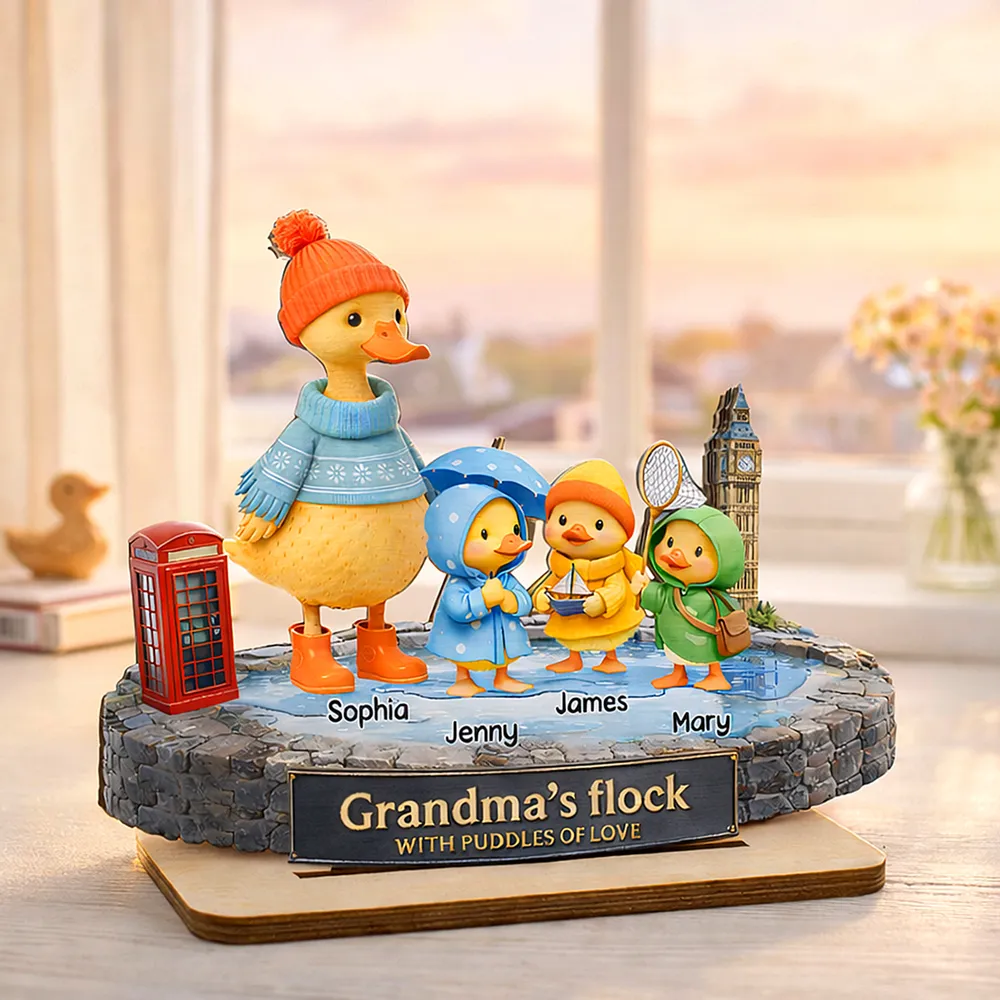 Personalized 2-Layer Wooden Plaque Grandma's Flock Scene, Unique Gift for Grandma or Nanny, Heartwarming Family Keepsake - Image 8