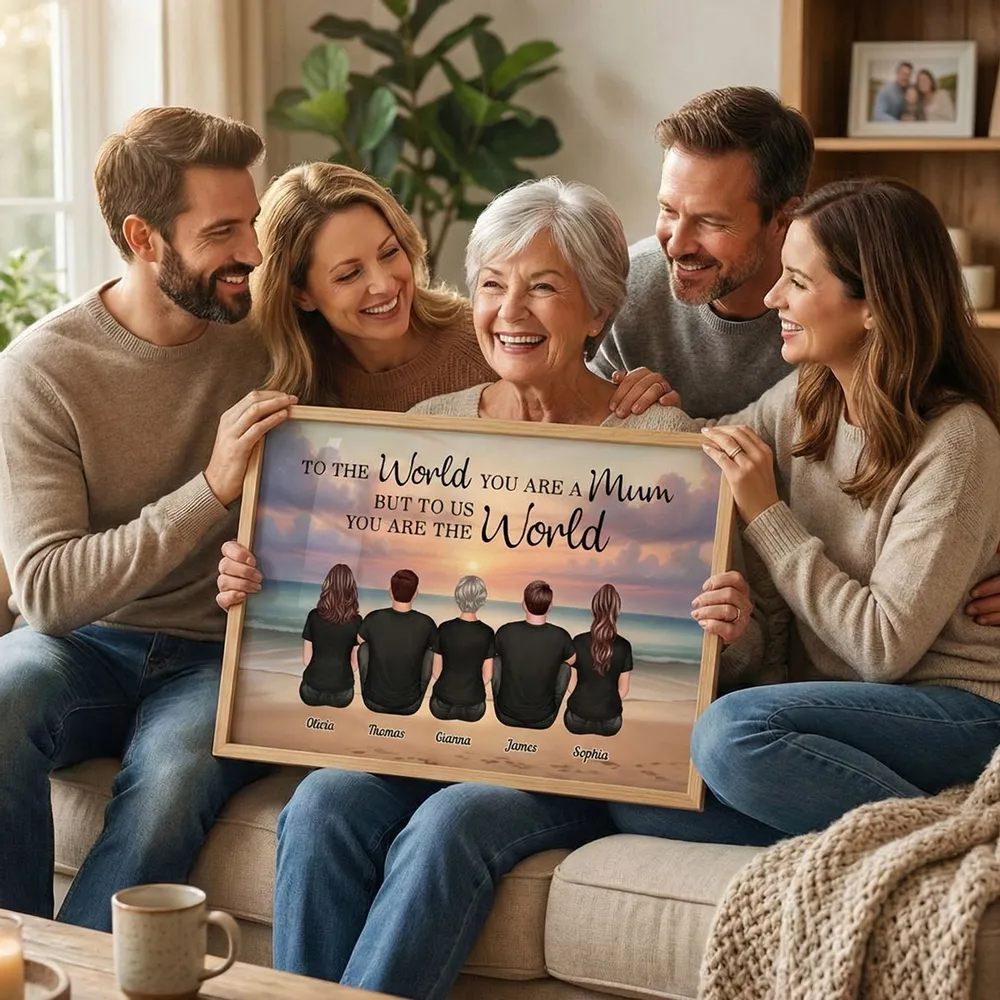 To The World You Are A Mum Poster, Personalized Beach Sunset Family Keepsake, Heartwarming Wall Decor Gift for Mom - Image 6