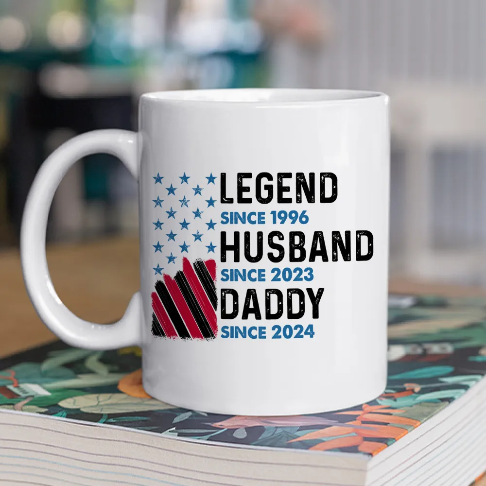 Legend Husband Daddy Grandpa Ceramic Mug - Personalized Keepsake Gift For Morning Coffee With Bold Patriotic Look - Image 3