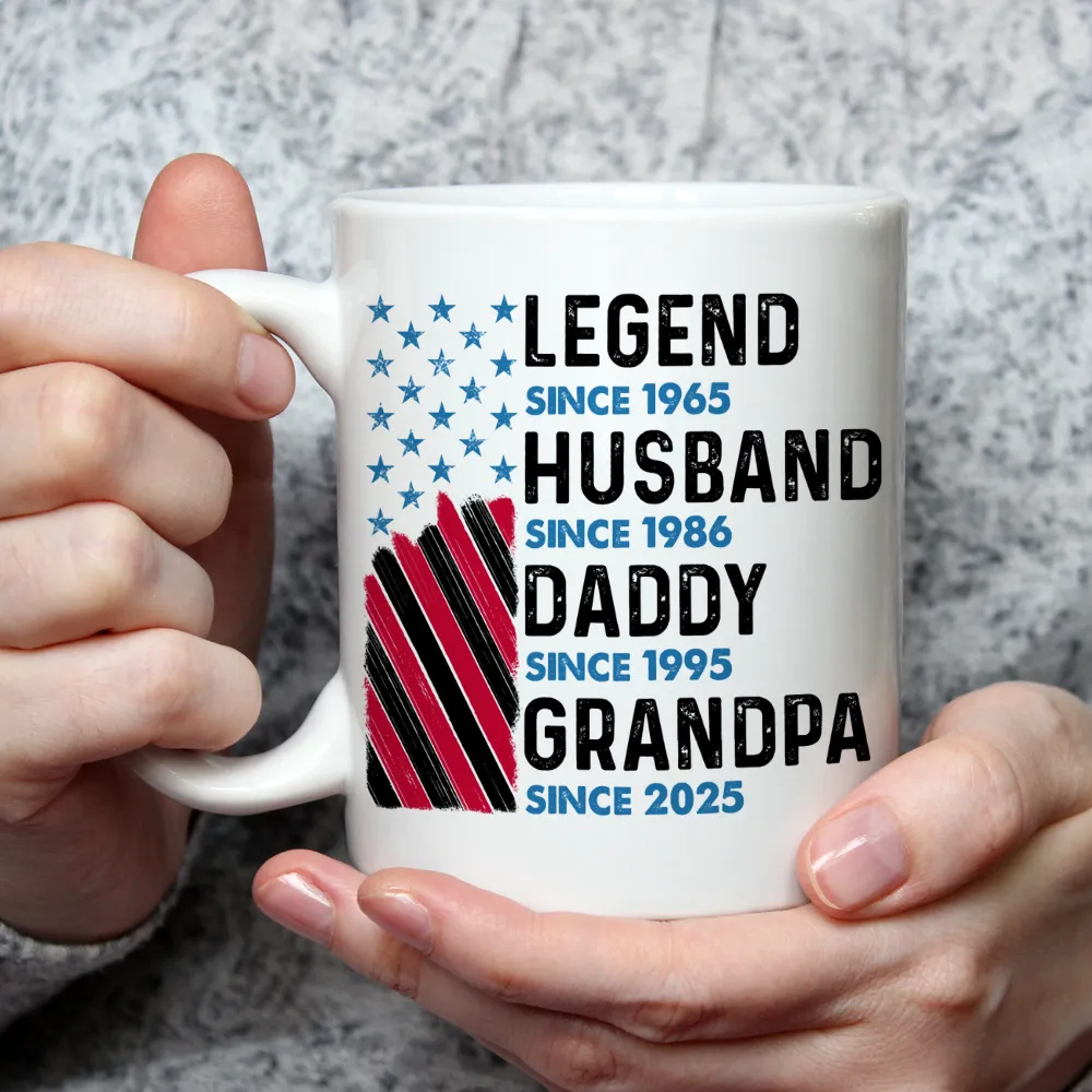 Legend Husband Daddy Grandpa Ceramic Mug - Personalized Keepsake Gift For Morning Coffee With Bold Patriotic Look - Image 4