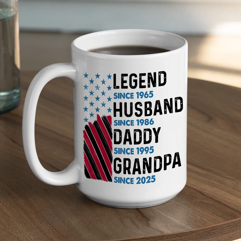 Legend Husband Daddy Grandpa Ceramic Mug - Personalized Keepsake Gift For Morning Coffee With Bold Patriotic Look - Image 5