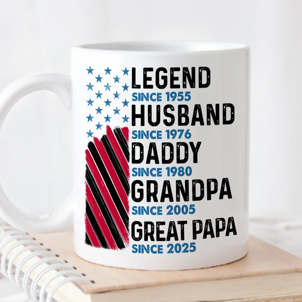 Legend Husband Daddy Grandpa Ceramic Mug - Personalized Keepsake Gift For Morning Coffee With Bold Patriotic Look - Image 6