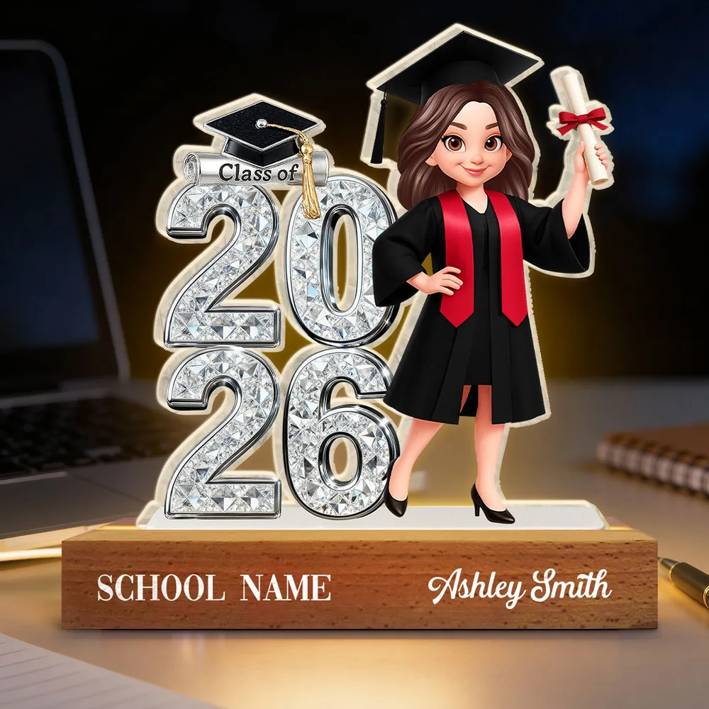 Class of Graduation Block LED Light Plaque, Personalized Keepsake With Warm Glow for Bedroom or Desk, Thoughtful Gift for Grad - Image 2