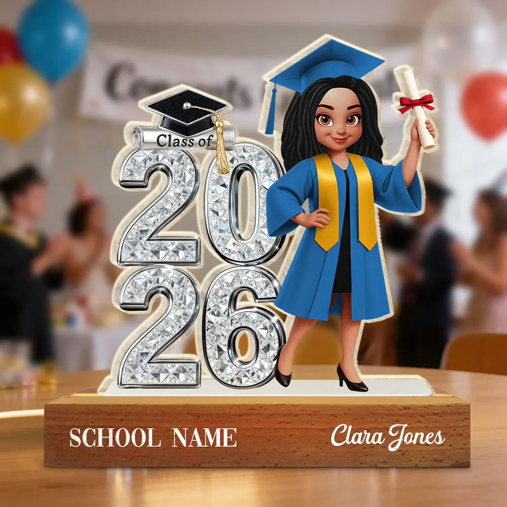 Class of Graduation Block LED Light Plaque, Personalized Keepsake With Warm Glow for Bedroom or Desk, Thoughtful Gift for Grad - Image 3