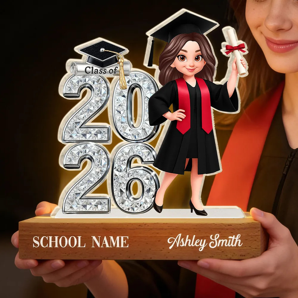 Class of Graduation Block LED Light Plaque, Personalized Keepsake With Warm Glow for Bedroom or Desk, Thoughtful Gift for Grad - Image 5