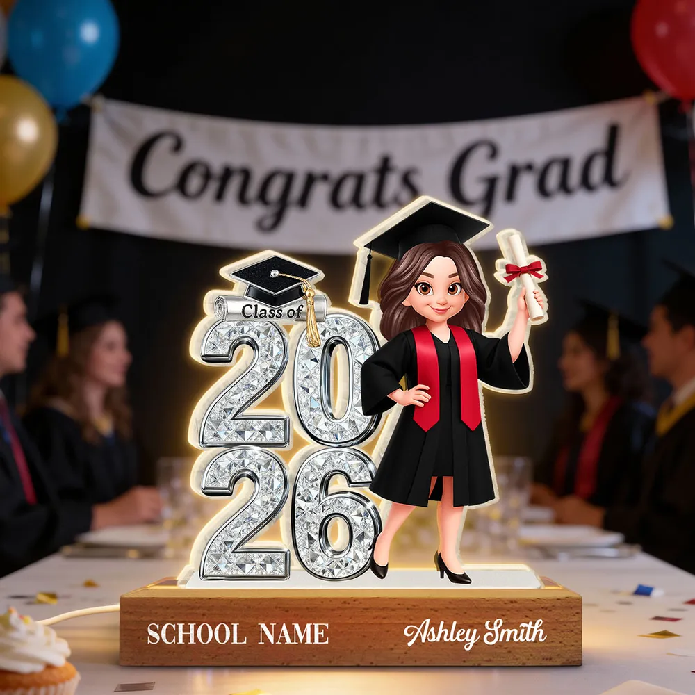Class of Graduation Block LED Light Plaque, Personalized Keepsake With Warm Glow for Bedroom or Desk, Thoughtful Gift for Grad - Image 8