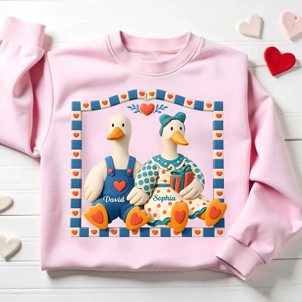 Personalized Goose Couple Classic Tee, Cute Cottagecore Cartoon Art, Romantic Unique Gift for Couples - Image 5