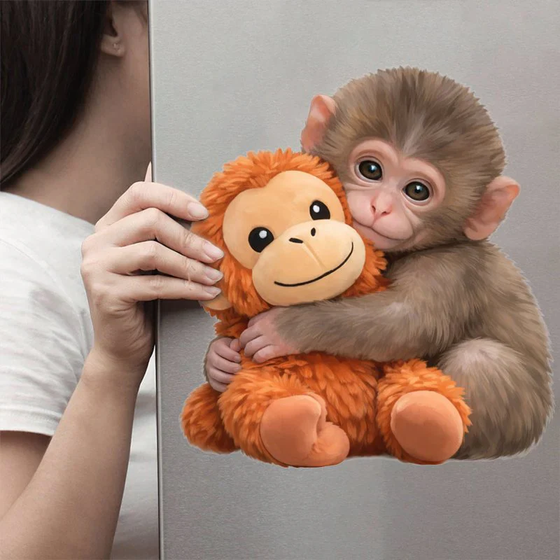 Personalized Baby Monkey Hugging Plush Sticker Decal for Car Window or Locker, Cute Unique Gift for Kids & Grandson - Image 3