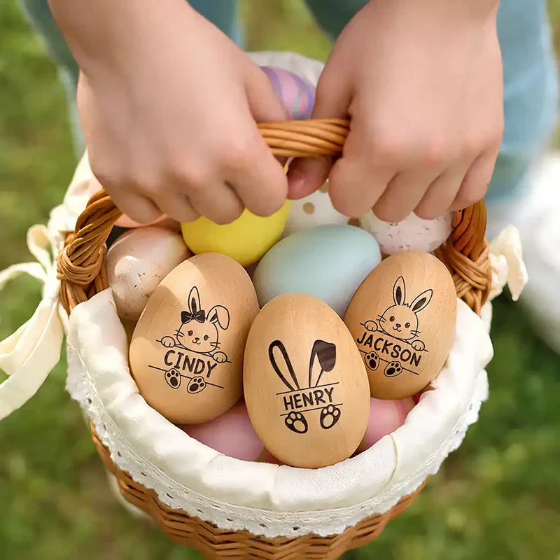Personalized Bunny Wooden Egg Shaker - Cute Custom Easter Basket Gift for Kids, Sweet Keepsake Surprise - Image 5
