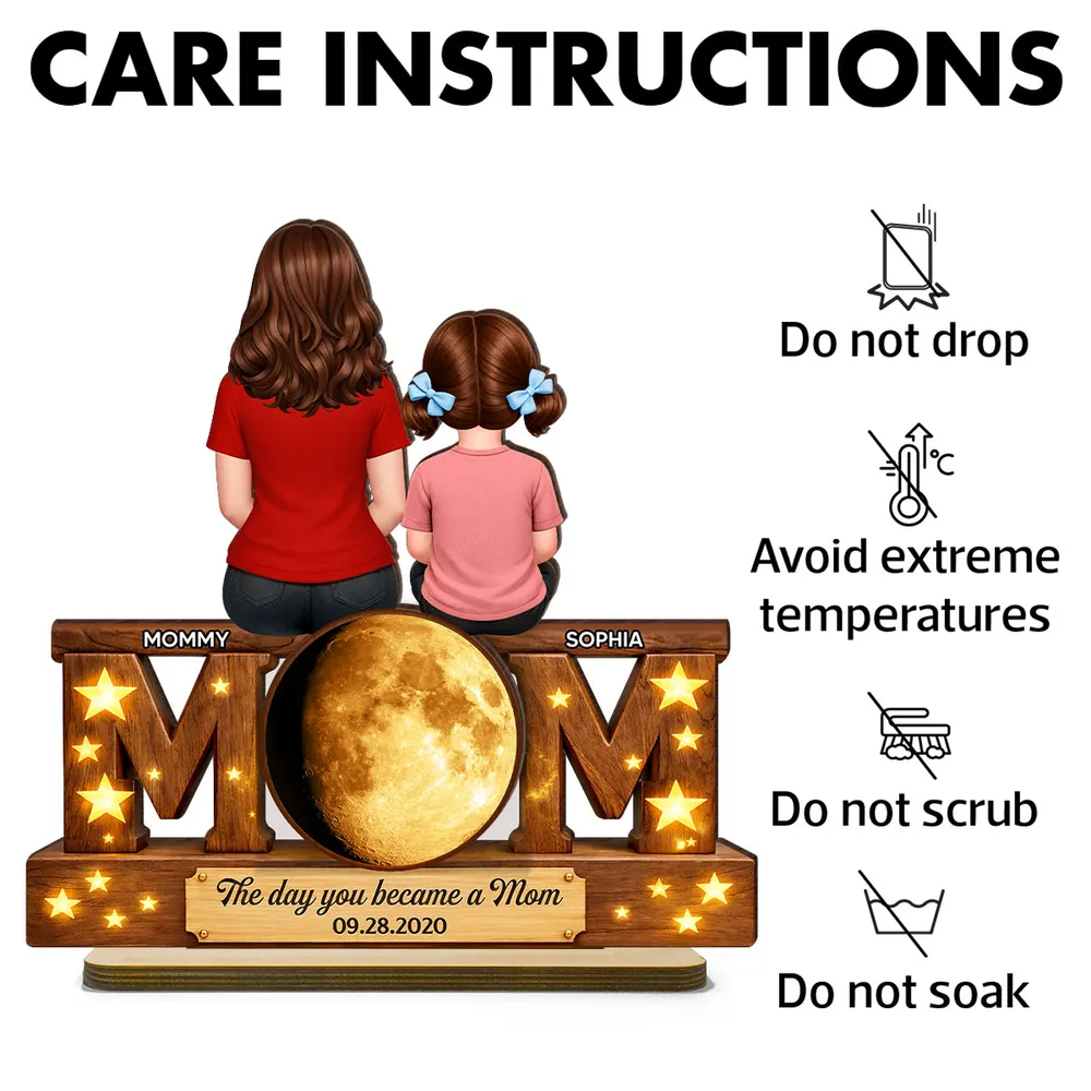 Personalized 2-Layer Wooden Plaque Mom and Daughter Sitting Together - Unique Mother's Day Gift for a Sweet Family Keepsake - Image 5