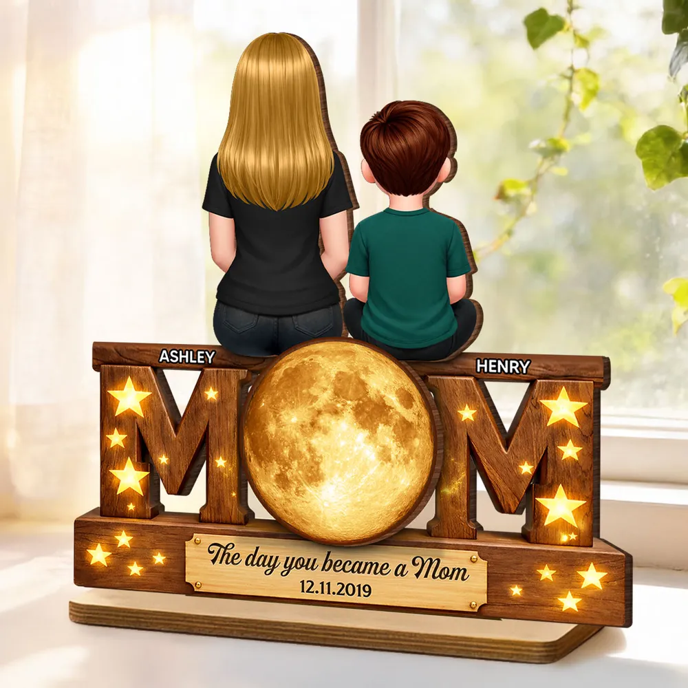 Personalized 2-Layer Wooden Plaque Mom and Daughter Sitting Together - Unique Mother's Day Gift for a Sweet Family Keepsake - Image 6