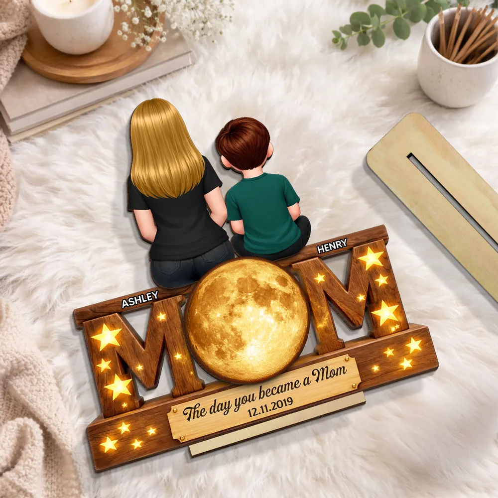 Personalized 2-Layer Wooden Plaque Mom and Daughter Sitting Together - Unique Mother's Day Gift for a Sweet Family Keepsake - Image 7