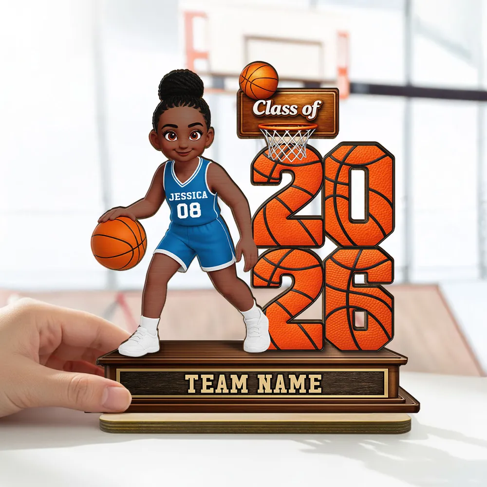 Personalized Basketball Class Of 2-Layer Wooden Plaque for Senior Player on Court, Unique Graduation Gift - Image 2