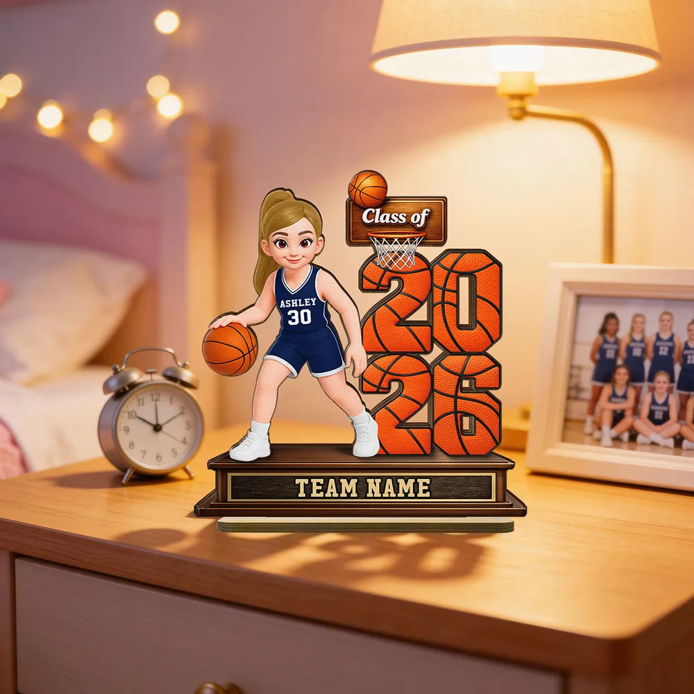 Personalized Basketball Class Of 2-Layer Wooden Plaque for Senior Player on Court, Unique Graduation Gift - Image 6