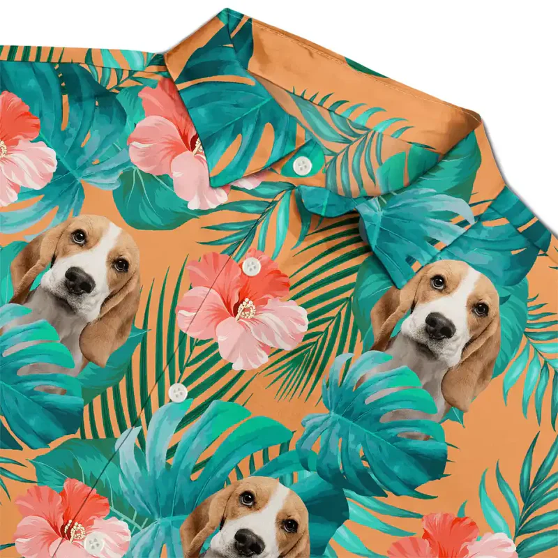 Custom Pet Photo Hawaiian Shirt with Vibrant Tropical Vibe for Vacation Style, A Creative Gift They'll Actually Wear - Image 2