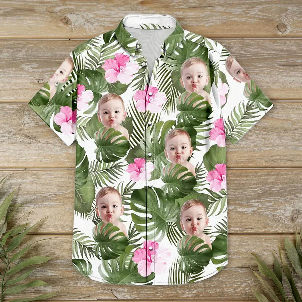 Custom Pet Photo Hawaiian Shirt with Vibrant Tropical Vibe for Vacation Style, A Creative Gift They'll Actually Wear - Image 3