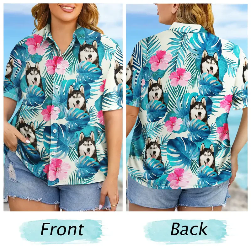 Custom Pet Photo Hawaiian Shirt with Vibrant Tropical Vibe for Vacation Style, A Creative Gift They'll Actually Wear - Image 6