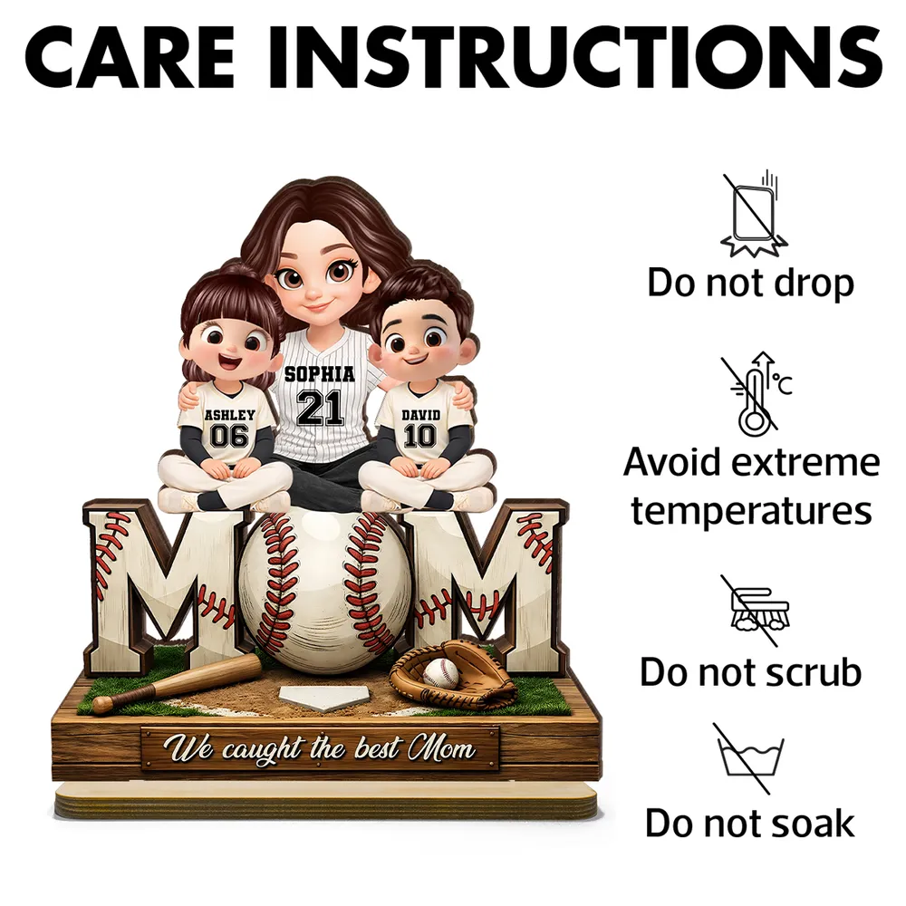 2-Layer Wooden Plaque Personalized Baseball Mom and Kids Team Jersey Look - Sweet Living Room Display and Creative Gift for Mom - Image 4