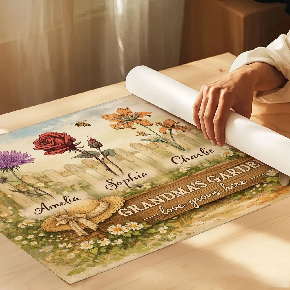 Personalized Grandma's Garden Flowers Poster, Vintage Cottagecore Wall Art, Unique Gift for Grandma or Mom - Image 6
