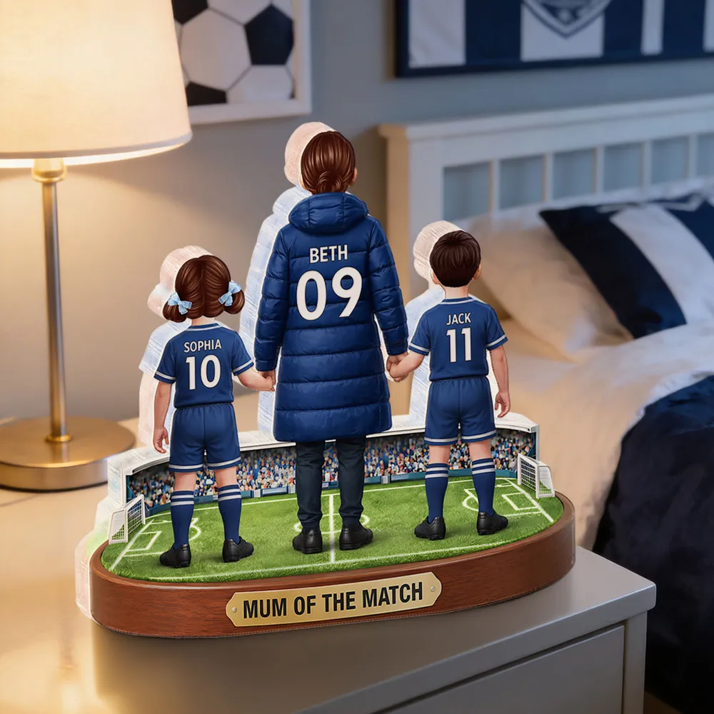 Personalized Shaped Acrylic Block Plaque Soccer Mom Holding Hands with Kids Keepsake, Mum of the Match Gift - Image 8
