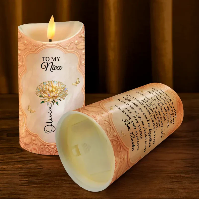Personalized Flameless LED Candle for Granddaughter, Warm Glow Floral Butterfly Design, Unique Sentimental Gift - Image 5