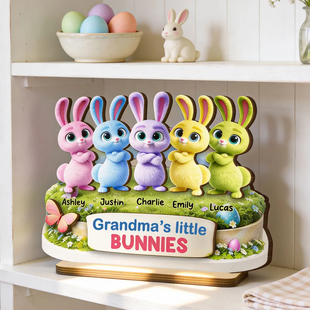 Personalized 2-Layer Wooden Plaque Grandma's Little Bunnies Spring Easter Decor, Unique Gift for Grandma - Image 7