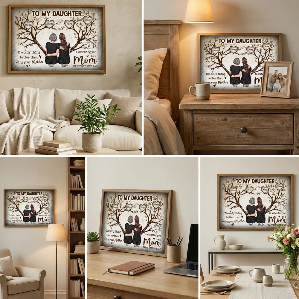 To My Daughter Personalized Poster, Back Hug Under Tree of Life, Heartwarming Keepsake Wall Art, Unique Mother's Day Gift - Image 4