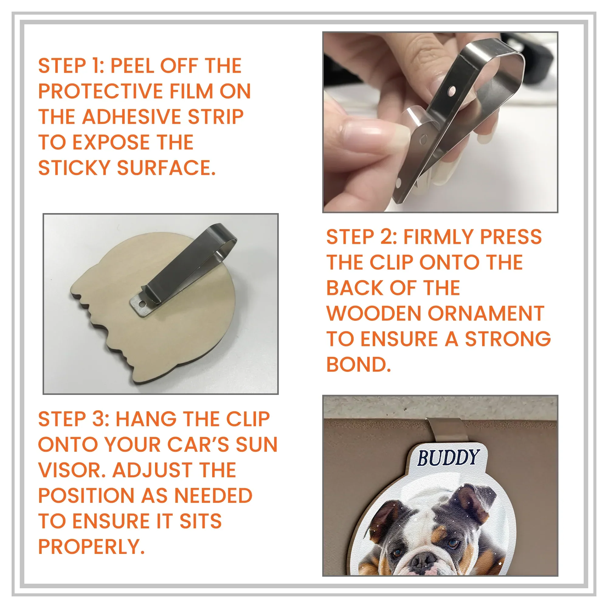 Personalized Wooden Car Visor Clip With Pet Photo and Memorial Quote, Warm Car Decor, Unique Gift for Dog Lovers - Image 6