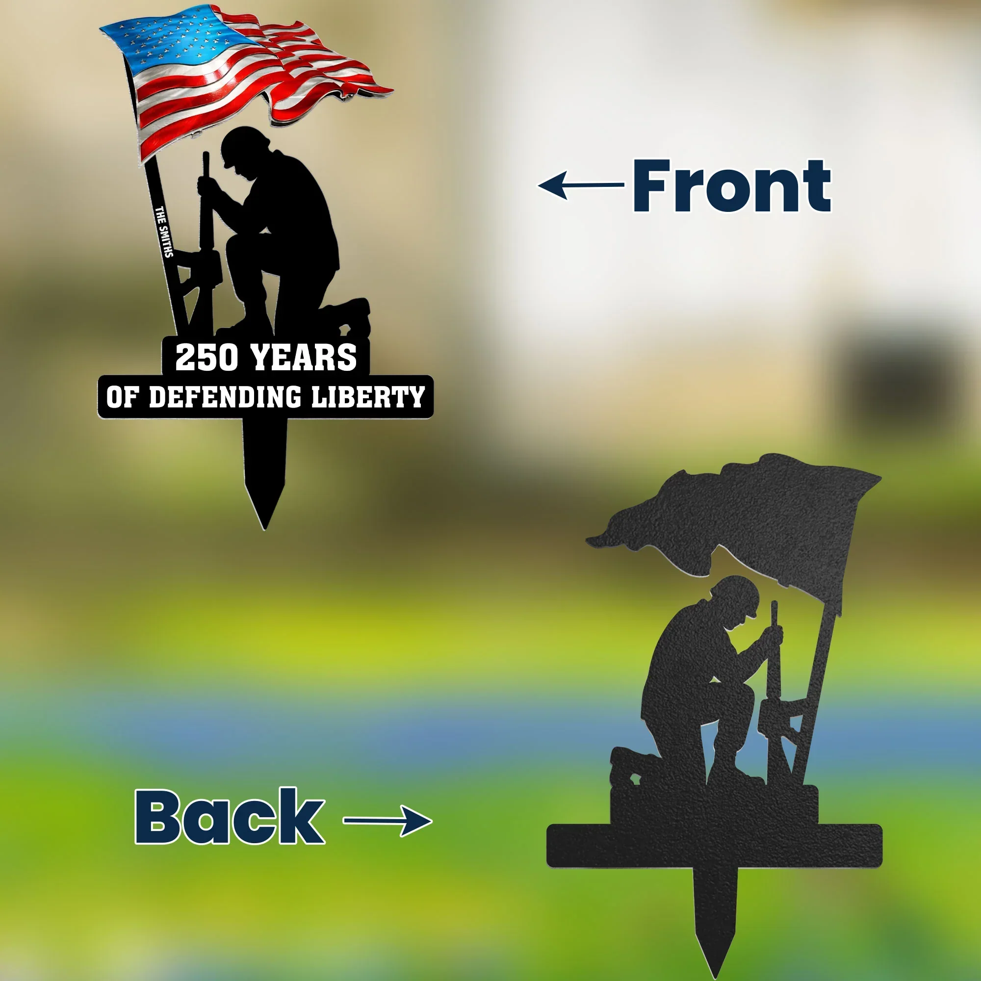 250 Years Of Defending Liberty Personalized Metal Garden Stake - Proud Patriotic Yard Tribute Gift - Image 2