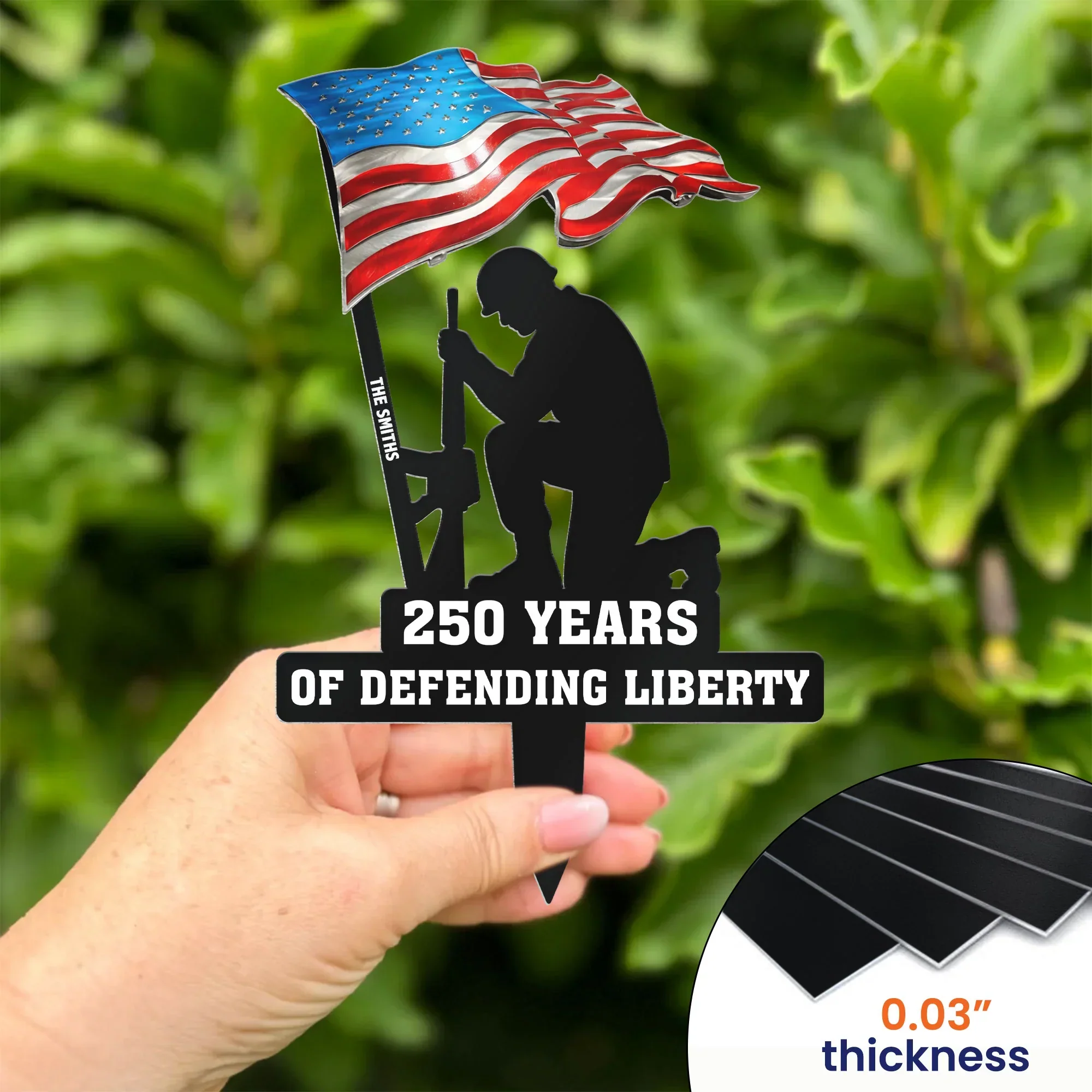 250 Years Of Defending Liberty Personalized Metal Garden Stake - Proud Patriotic Yard Tribute Gift - Image 3