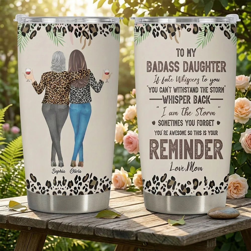 Personalized Insulated Travel Tumbler for Daughter, Mom and Daughter Walking Away Quote, Unique Gift Reminder - Image 3