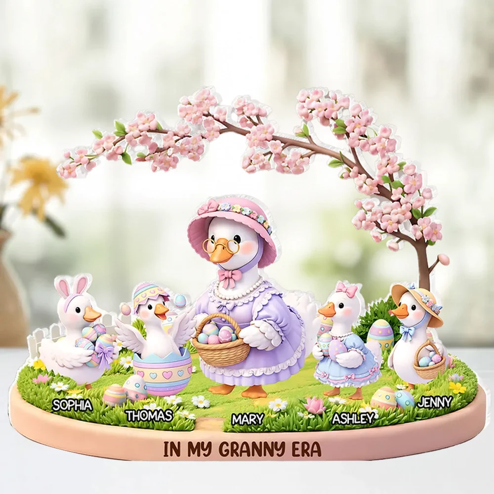 Personalized Shaped Acrylic Block Plaque In My Granny Era Cute Easter Duck Family Shelf Decor, Unique Gift for Grandma