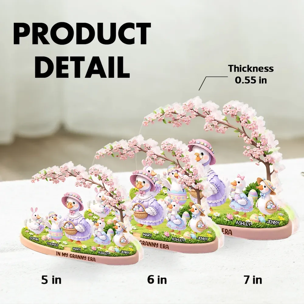 Personalized Shaped Acrylic Block Plaque In My Granny Era Cute Easter Duck Family Shelf Decor, Unique Gift for Grandma - Image 4
