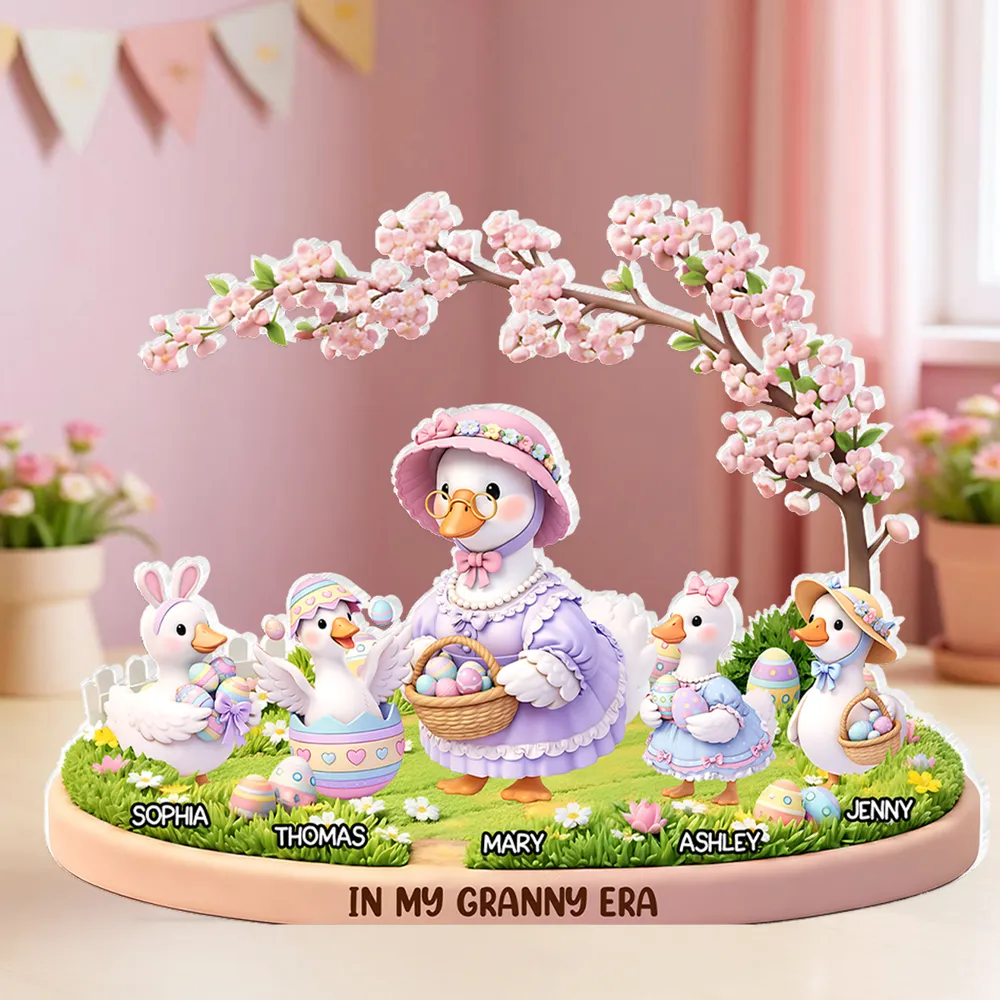Personalized Shaped Acrylic Block Plaque In My Granny Era Cute Easter Duck Family Shelf Decor, Unique Gift for Grandma - Image 6