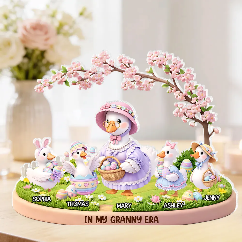 Personalized Shaped Acrylic Block Plaque In My Granny Era Cute Easter Duck Family Shelf Decor, Unique Gift for Grandma - Image 7