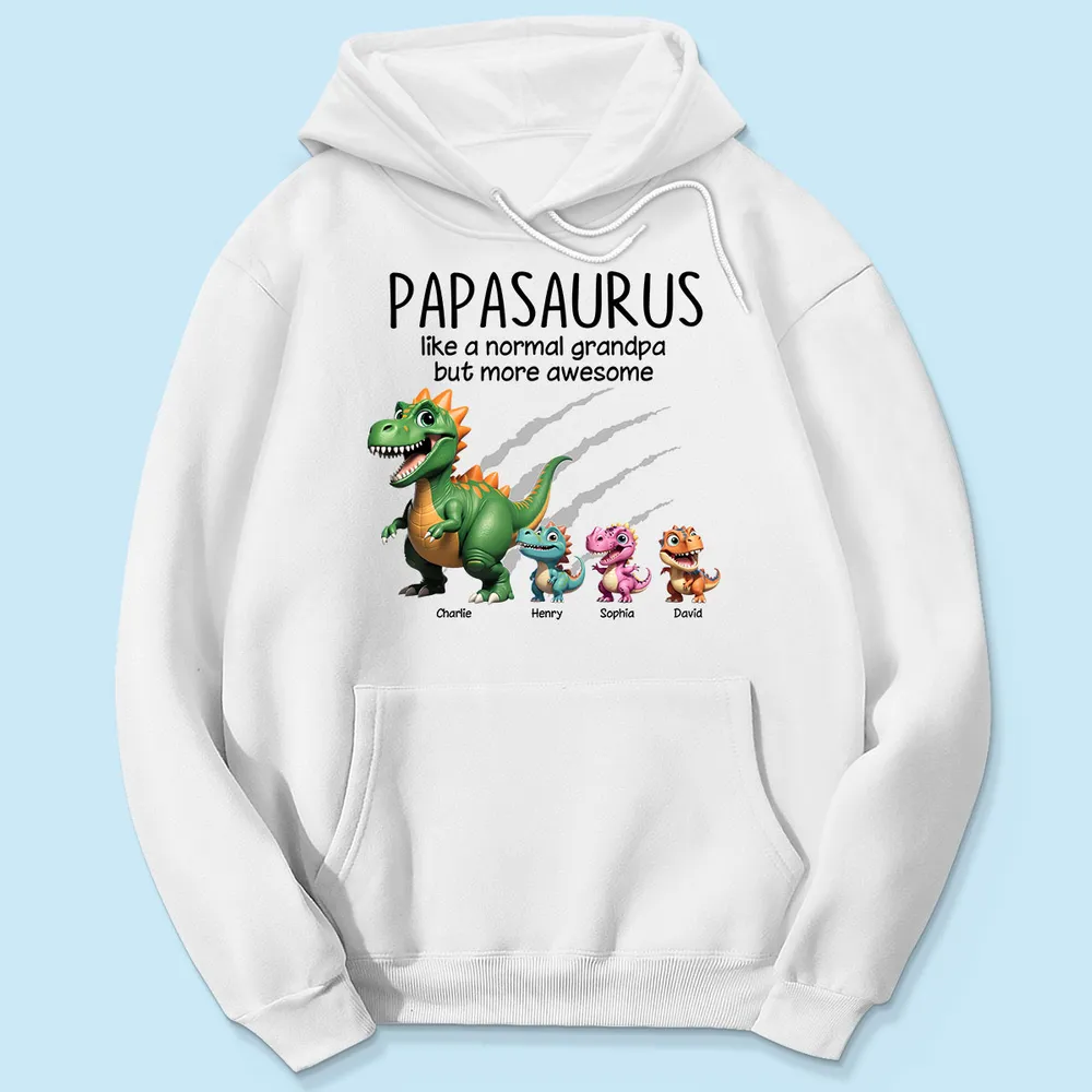 Personalized Papasaurus Classic Tee with Cute Dinosaur Crew Funny Grandpa Gift for Father's Day and Everyday Smiles - Image 7