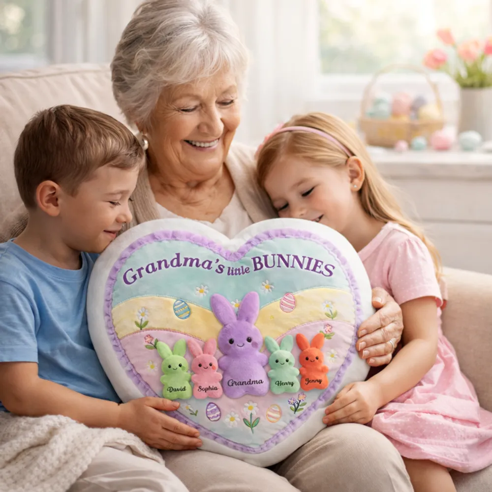 Personalized Shaped Pillow, Grandma's Little Bunnies Easter Decor, Heartwarming Unique Gift for Grandma - Image 7