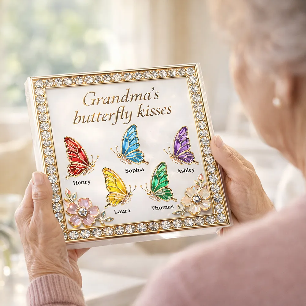 Personalized Shaped Acrylic Block Plaque, Grandma's Butterfly Kisses Shelf Decor, Unique Gift for Grandma or Mom - Image 6