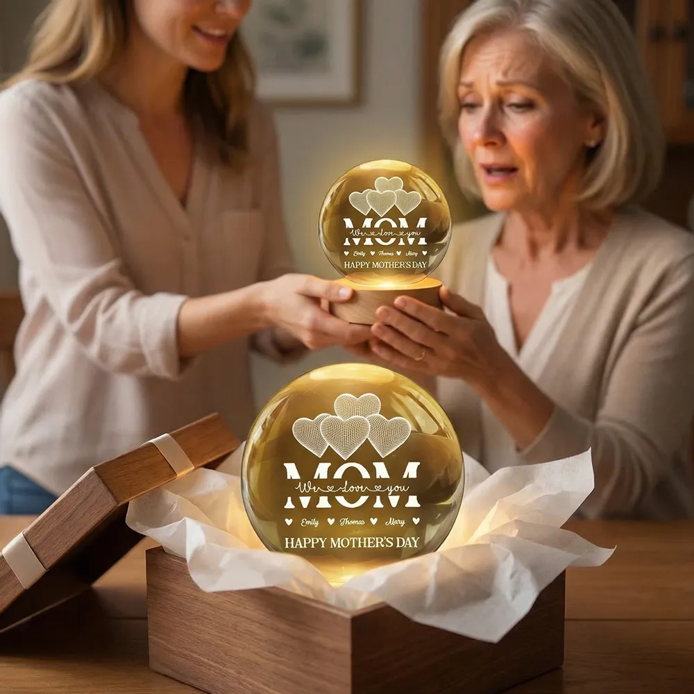 Globe Lamp Personalized Mom Heart Night Light, Warm Glow Mother's Day Gift for Mom - Image 3