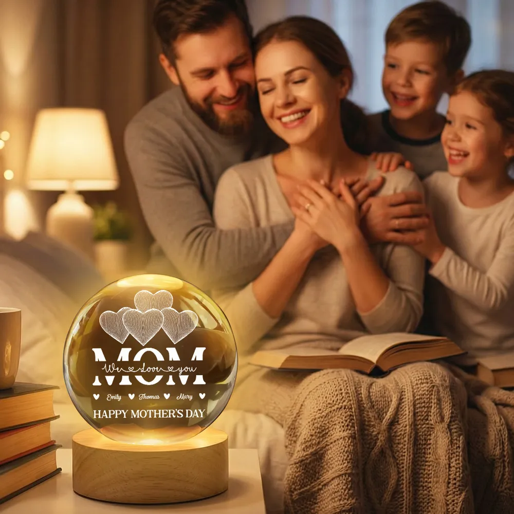 Globe Lamp Personalized Mom Heart Night Light, Warm Glow Mother's Day Gift for Mom - Image 7