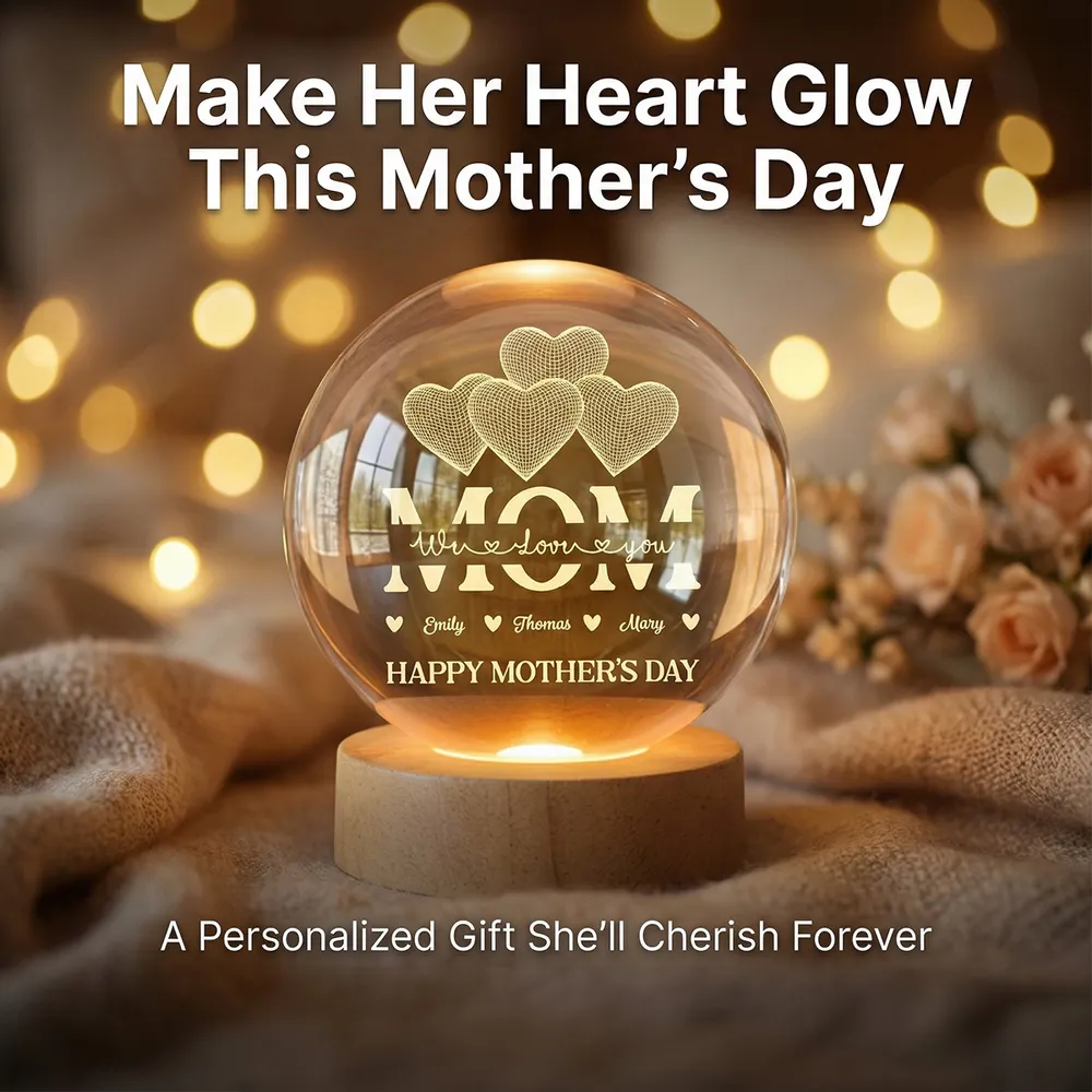 Globe Lamp Personalized Mom Heart Night Light, Warm Glow Mother's Day Gift for Mom - Image 8