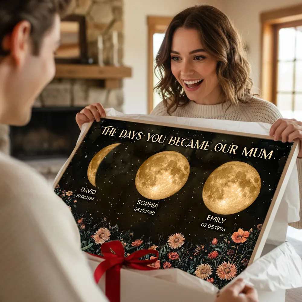 Personalized Moon Phases & Vintage Wildflowers Poster for Mom, The Days You Became Our Mum, Unique Mother's Day Gift - Image 5