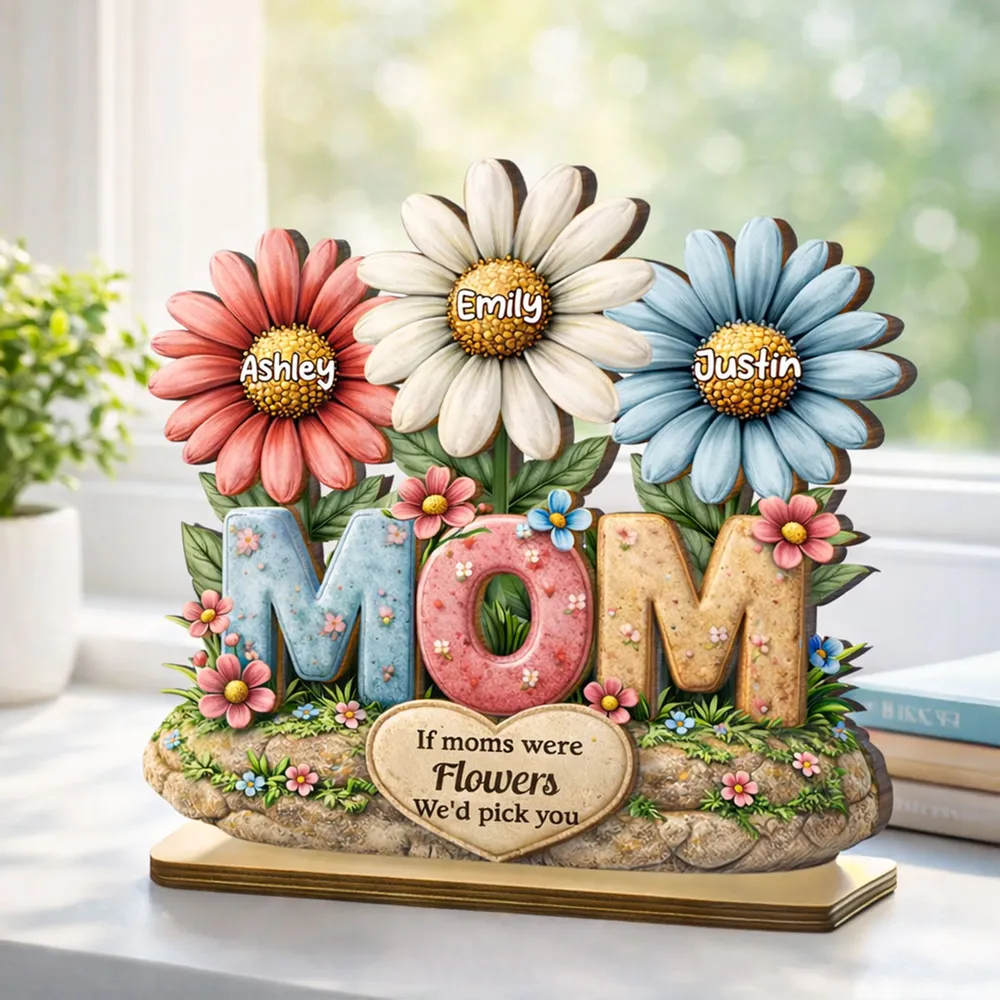 If Moms Were Flowers We'd Pick You 2-Layer Wooden Plaque, Personalized Family Keepsake Gift for Mom, Bright Floral Home Decor - Image 7