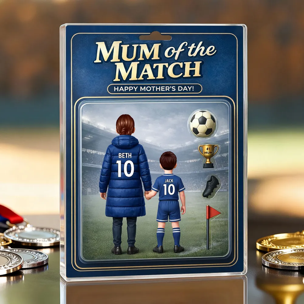 Personalized Rectangle Acrylic Block Plaque Mum of the Match Soccer Mom and Kid Holding Hands Stadium Scene Unique Mother's Day Gift - Image 6