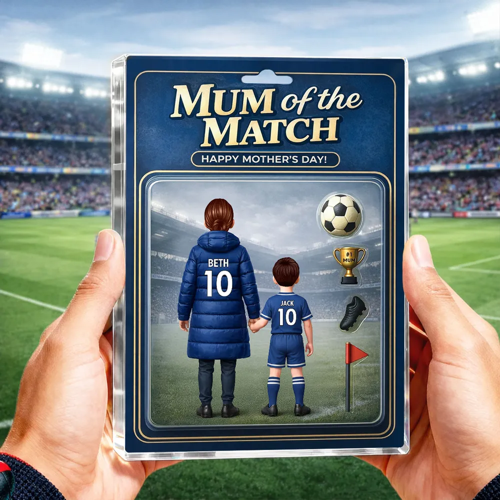 Personalized Rectangle Acrylic Block Plaque Mum of the Match Soccer Mom and Kid Holding Hands Stadium Scene Unique Mother's Day Gift - Image 7