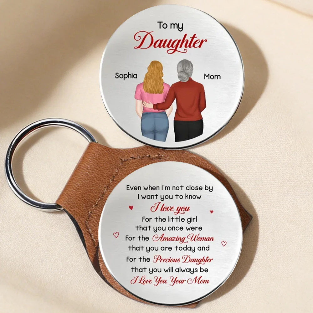 Personalized Pocket Hug for Daughter from Mom - Back View Hug Illustration Keepsake, Unique Gift She Can Carry Daily